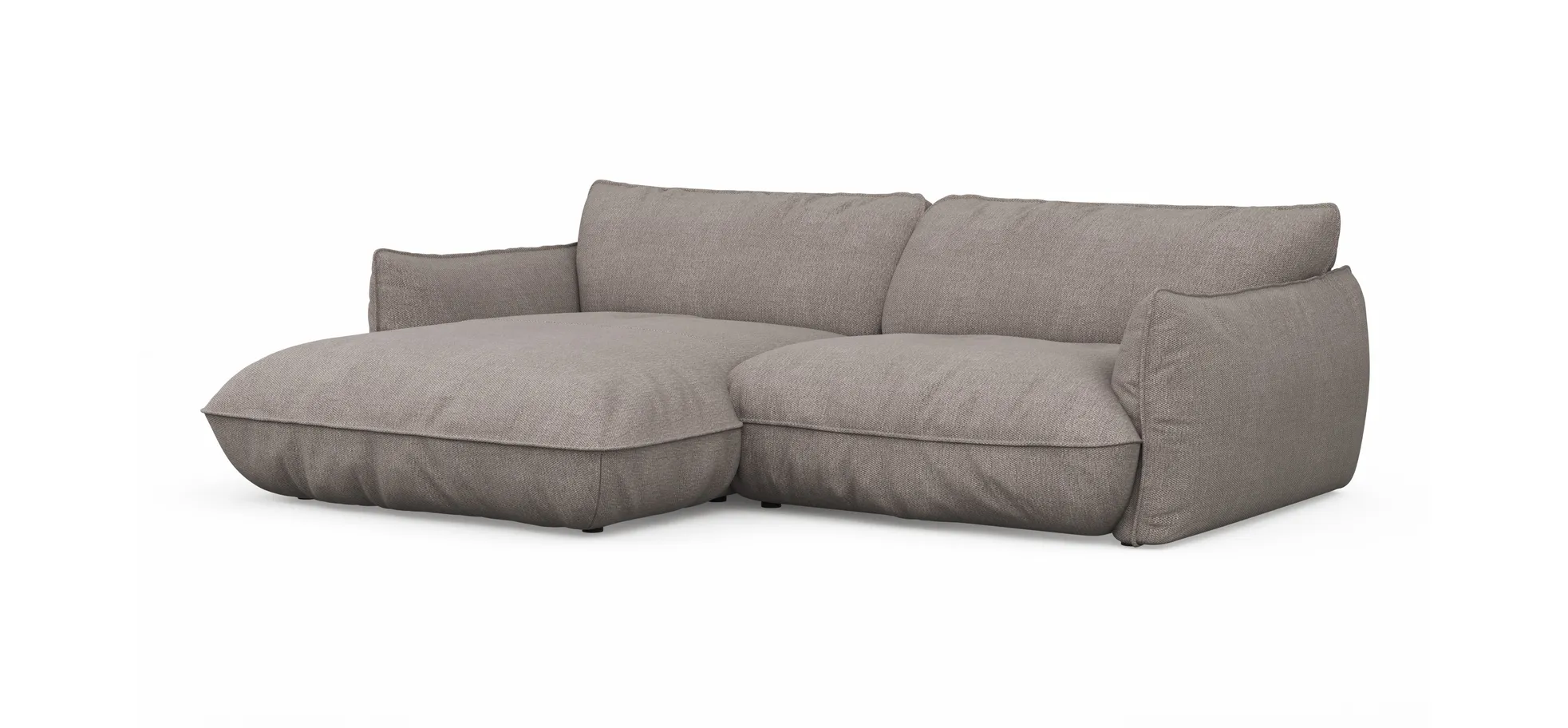 Ecksofa Fluffy - Longchair mit 2,5-Sitzer rechts inkl. Rückenlehne verstellbar, Stoff, Taupe
