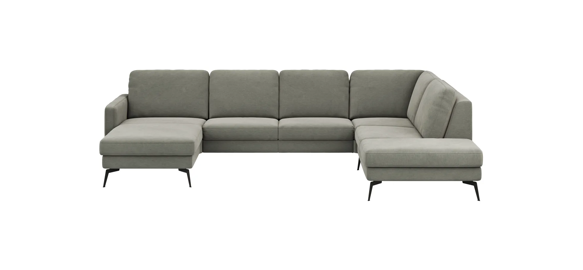 Wohnlandschaft Enna - Longchair links, 2,5-Sitzer, Ecke rechts, Stoff, Grau 109155