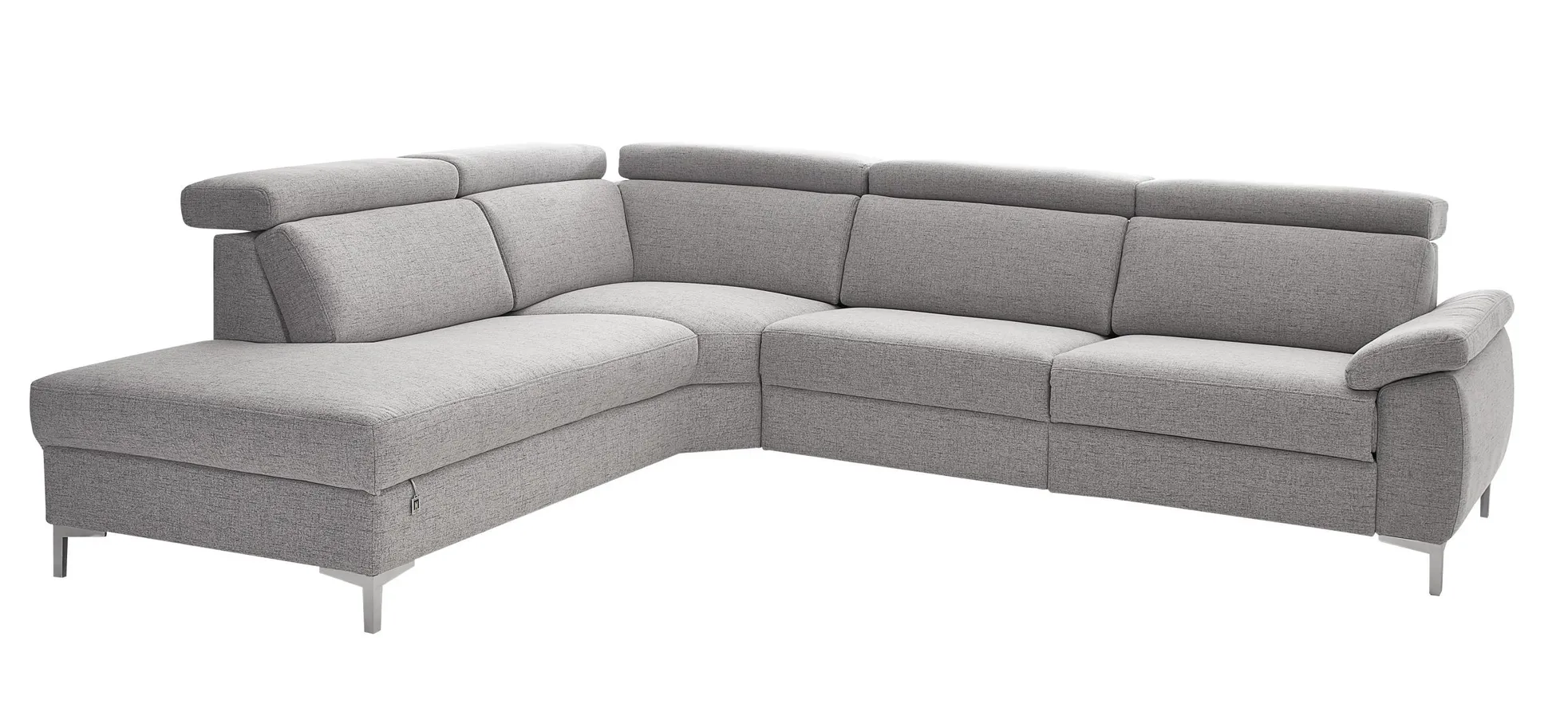 Ecksofa - Ecke links mit 2-Sitzer, Stoff, Silber