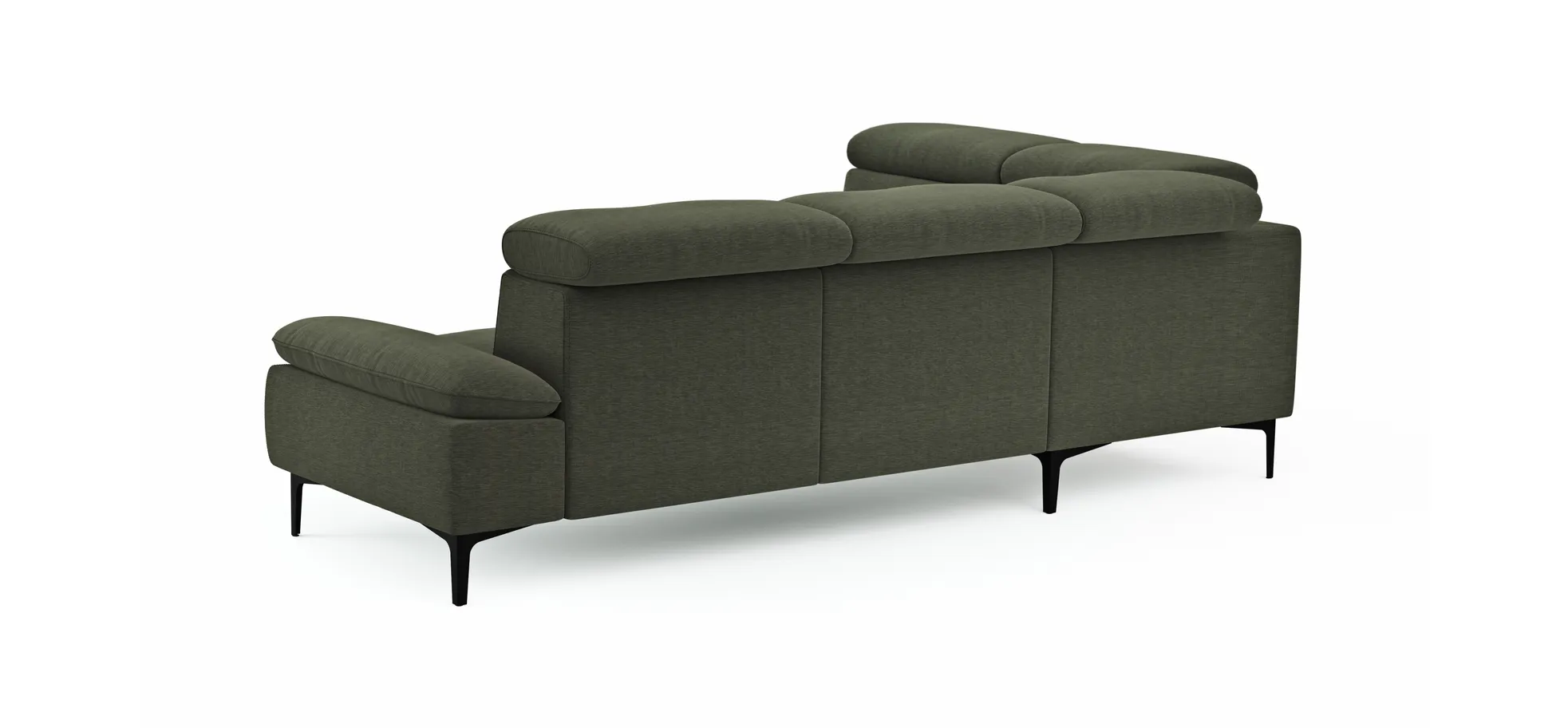 Ecksofa Felipa - Ecke links mit 2,5-Sitzer inkl. Kopfteil verstellbar, Stoff, Dunkelgrün