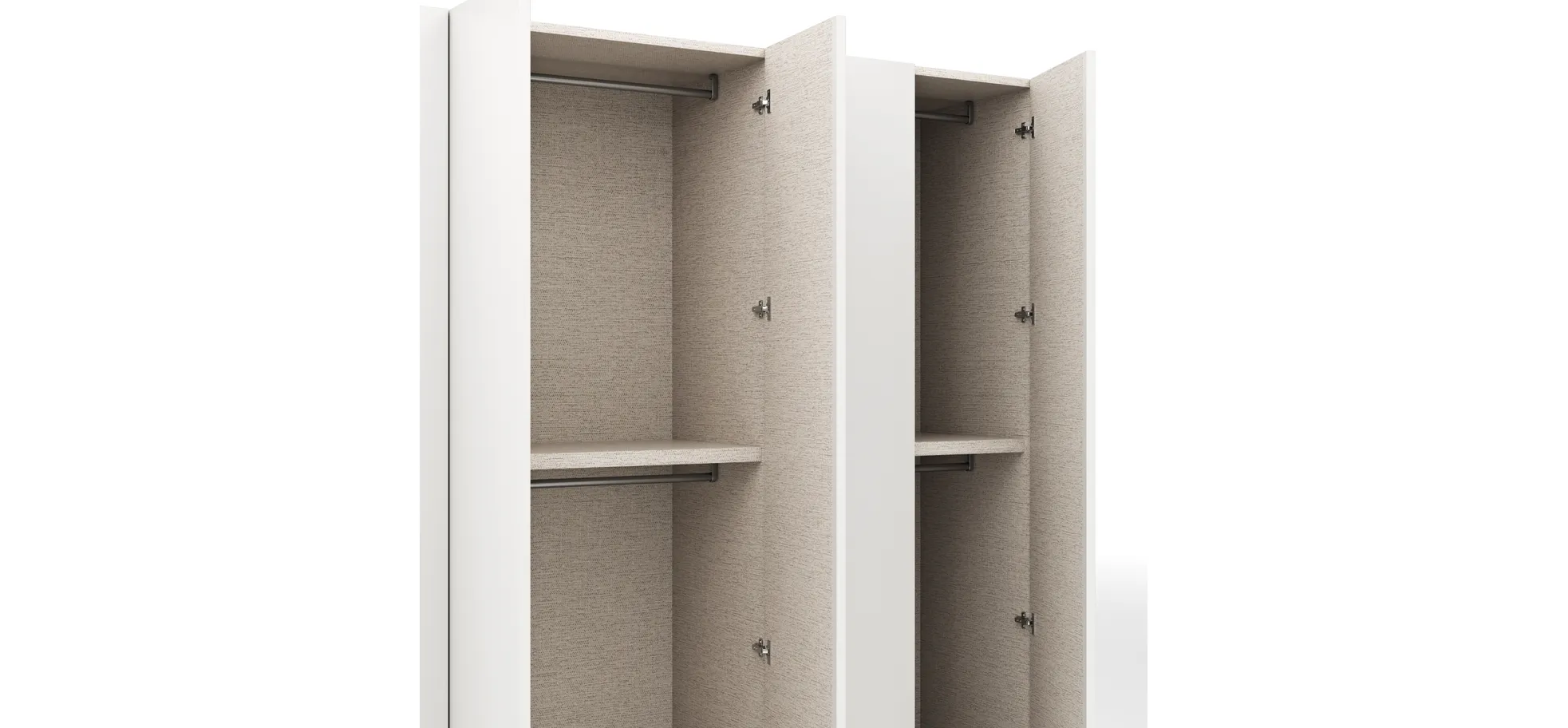 Drehtürenschrank Loretto - B ca. 280 cm, Melamin matt, Weiß