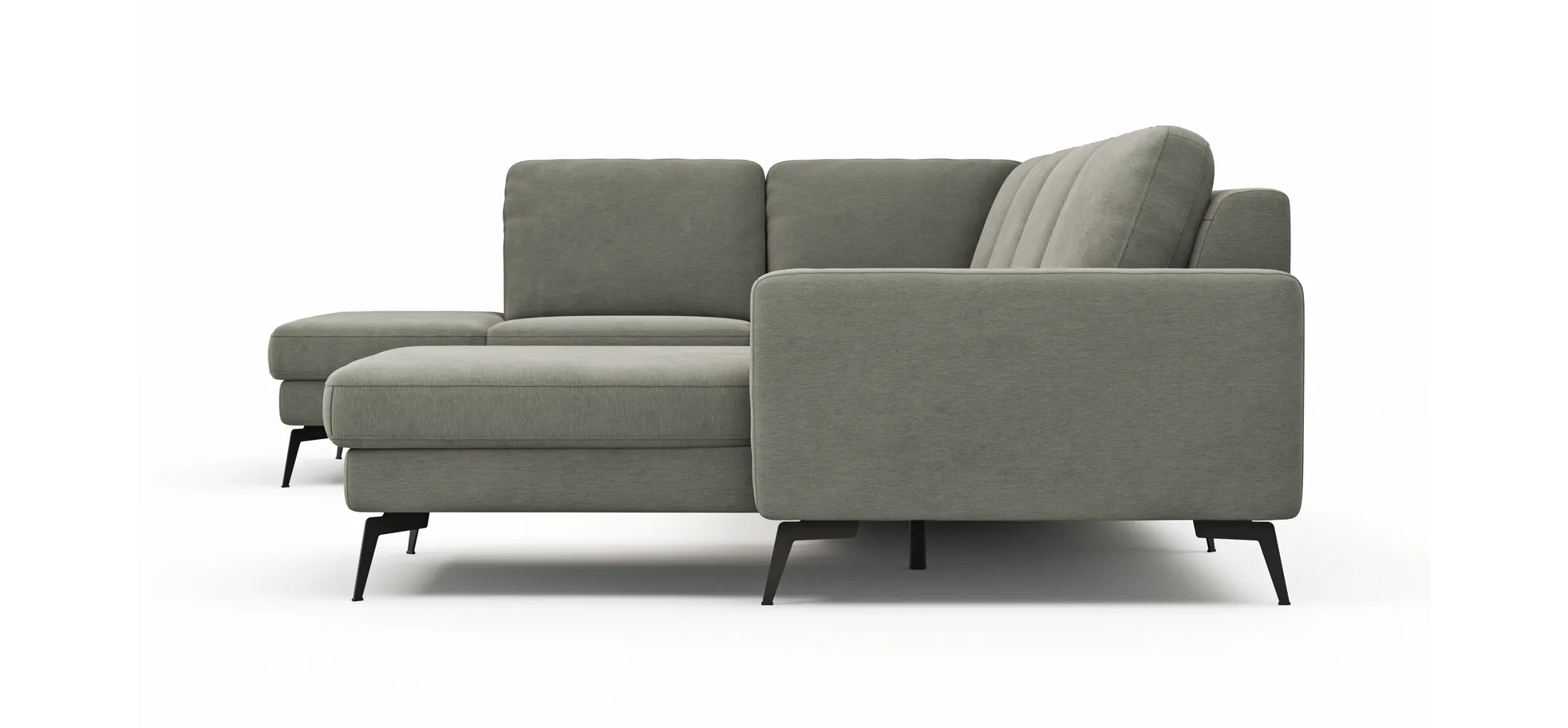 Wohnlandschaft Enna - Ecke links, 2,5-Sitzer, Longchair rechts, Stoff, Grau