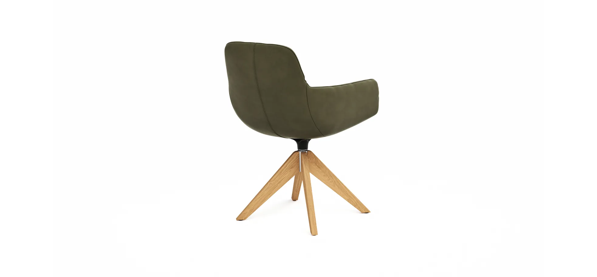 Armlehnstuhl Macano - drehbar, Leder, Olive