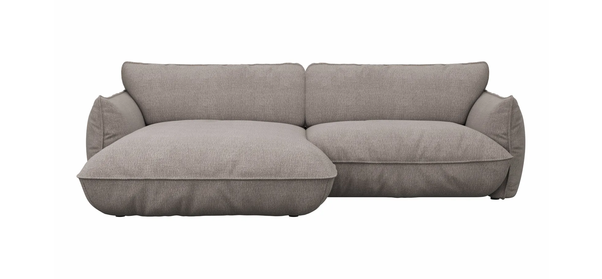 Ecksofa Fluffy - Longchair mit 2,5-Sitzer rechts inkl. Rückenlehne verstellbar, Stoff, Taupe 9159055
