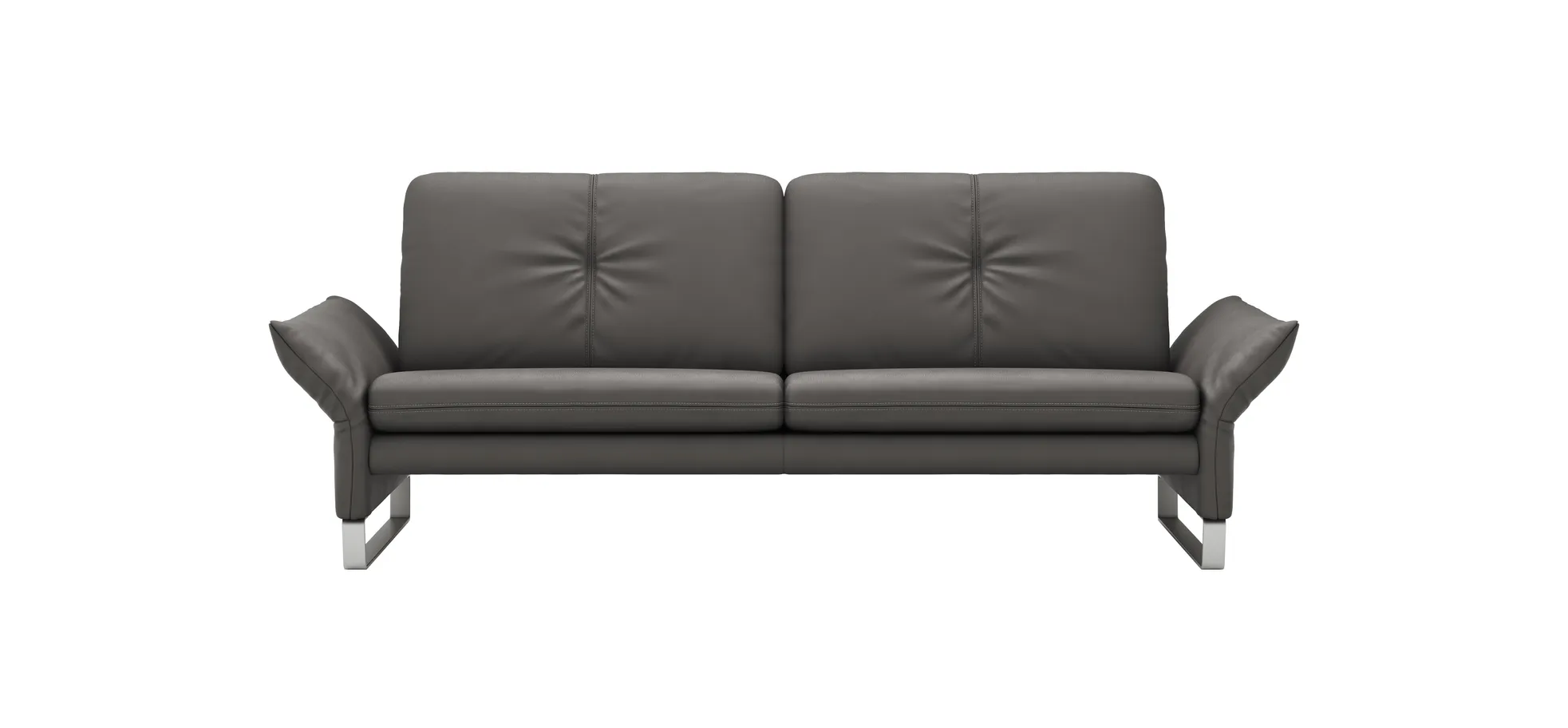 Sofa Tenero - 3-Sitzer inkl. Armlehne verstellbar, Leder, Anthrazit 110705
