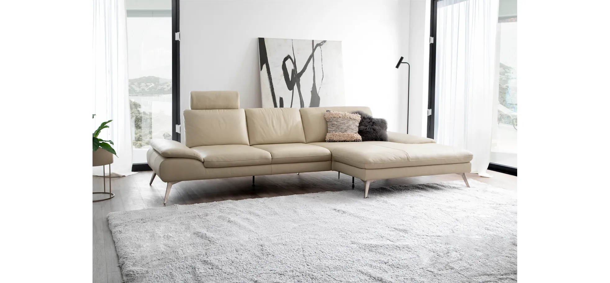 Sofa Collina - 3-Sitzer, Leder, Schwarz