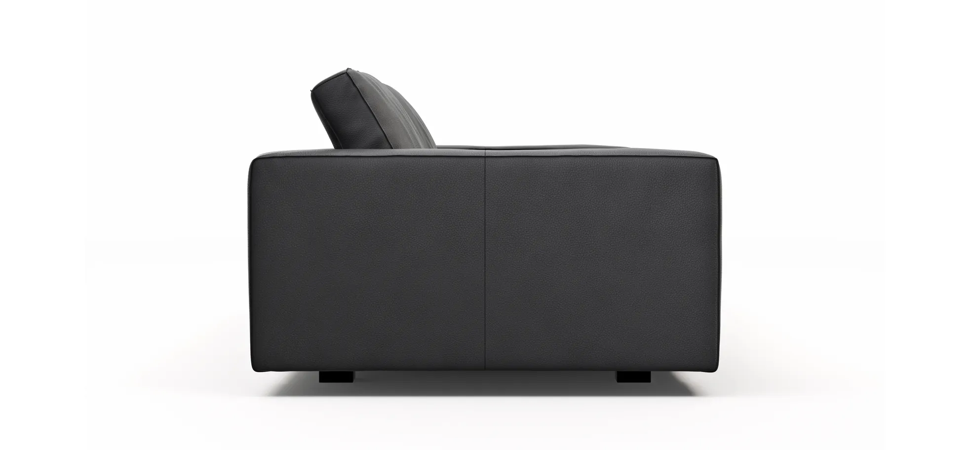 Sofa Aprino 1 - 3,5-Sitzer L, Dickleder, Schwarz, Armlehne Block breit
