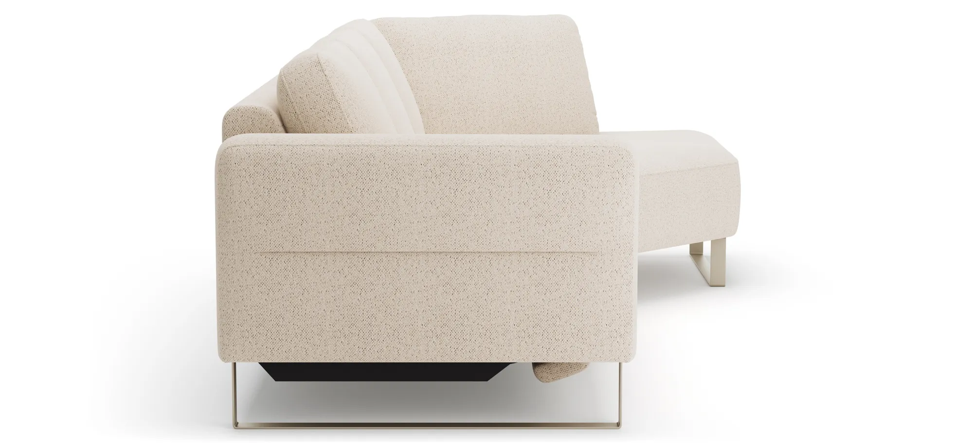 Ecksofa Leona - 2,5-Sitzer mit Ecke rechts inkl. Relaxfunktion motorisch, Stoff, Creme 