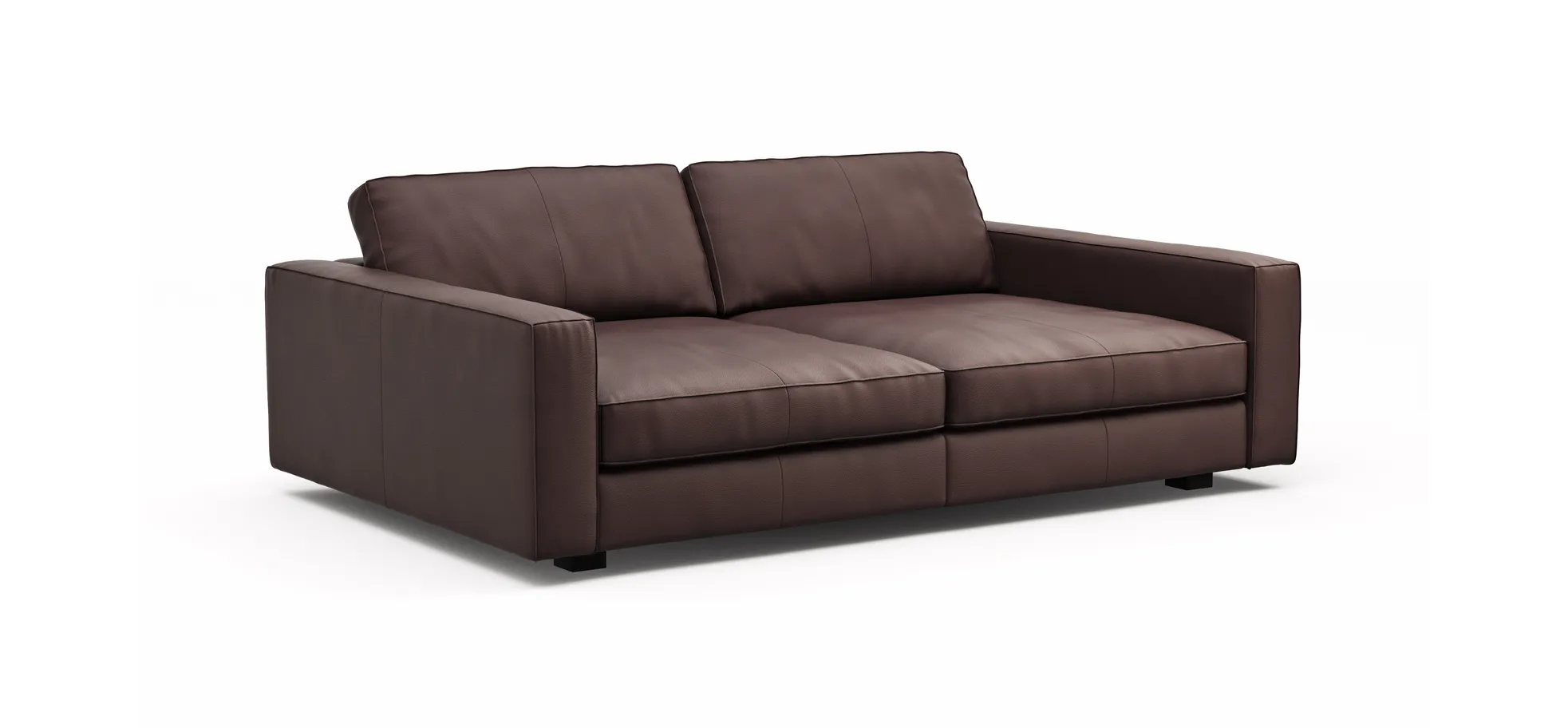 Sofa Aprino 2 - 3,5-Sitzer XXL, Dickleder, Dunkelbraun , Armlehne Block schmal