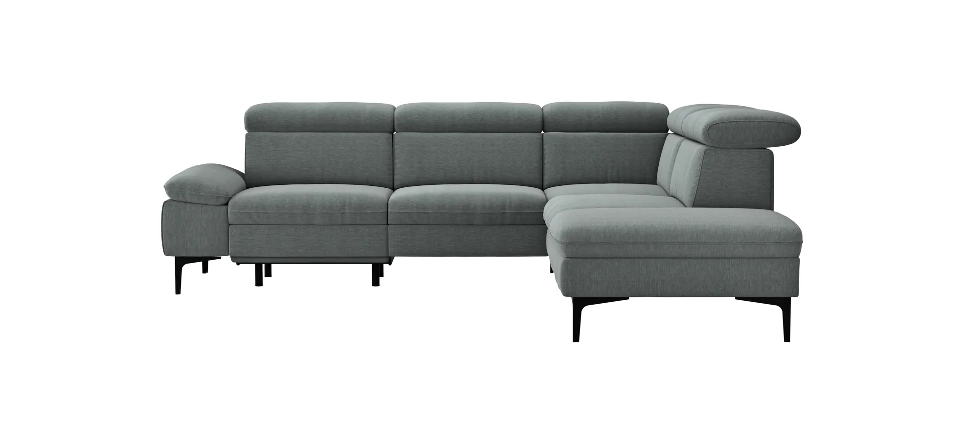 Ecksofa Felipa - 2,5-Sitzer mit Ecke rechts inkl. Armlehne verstellbar und Rückenlehne/Sitztiefe verstellbar (motorisch), Stoff, Grau 105096
