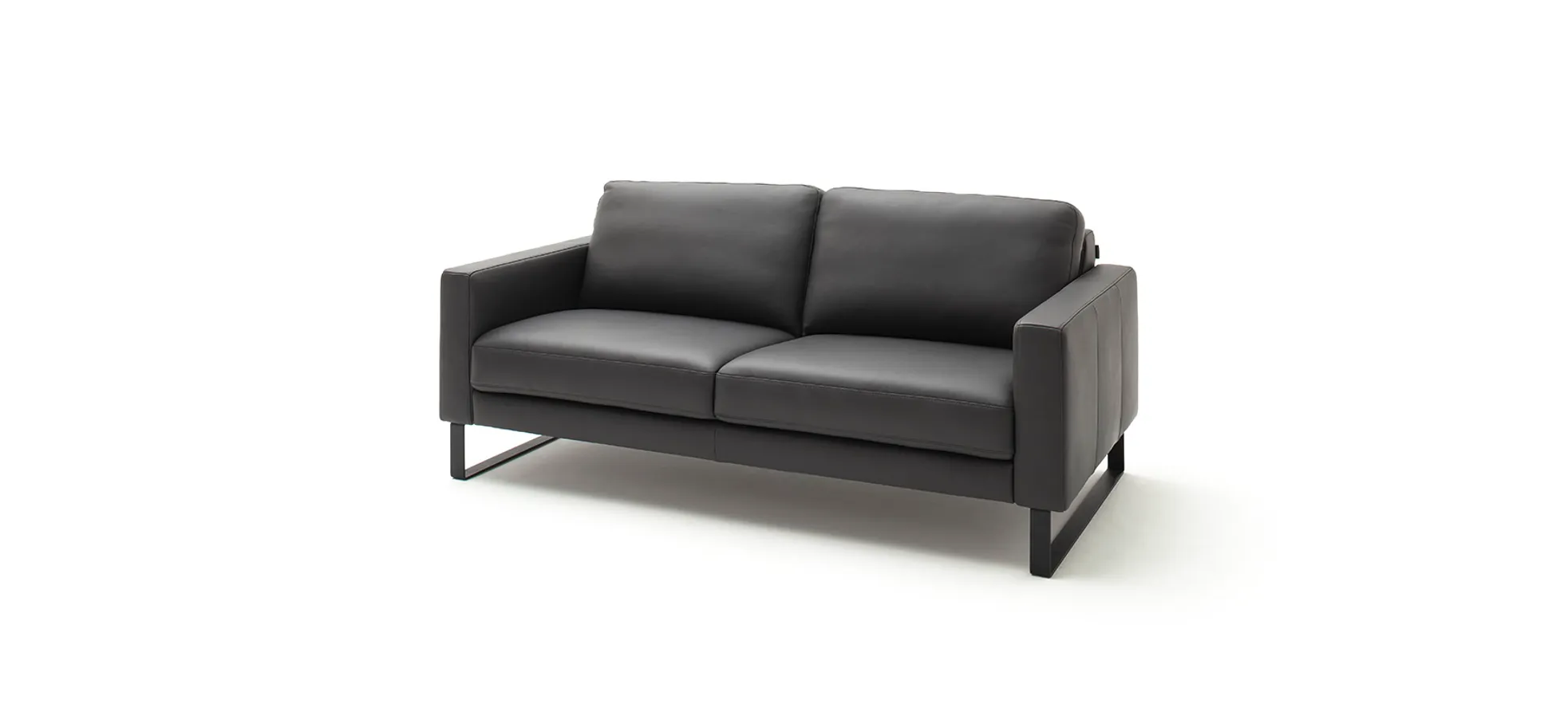 Sofa Enna - 3-Sitzer, Leder, Anthrazit