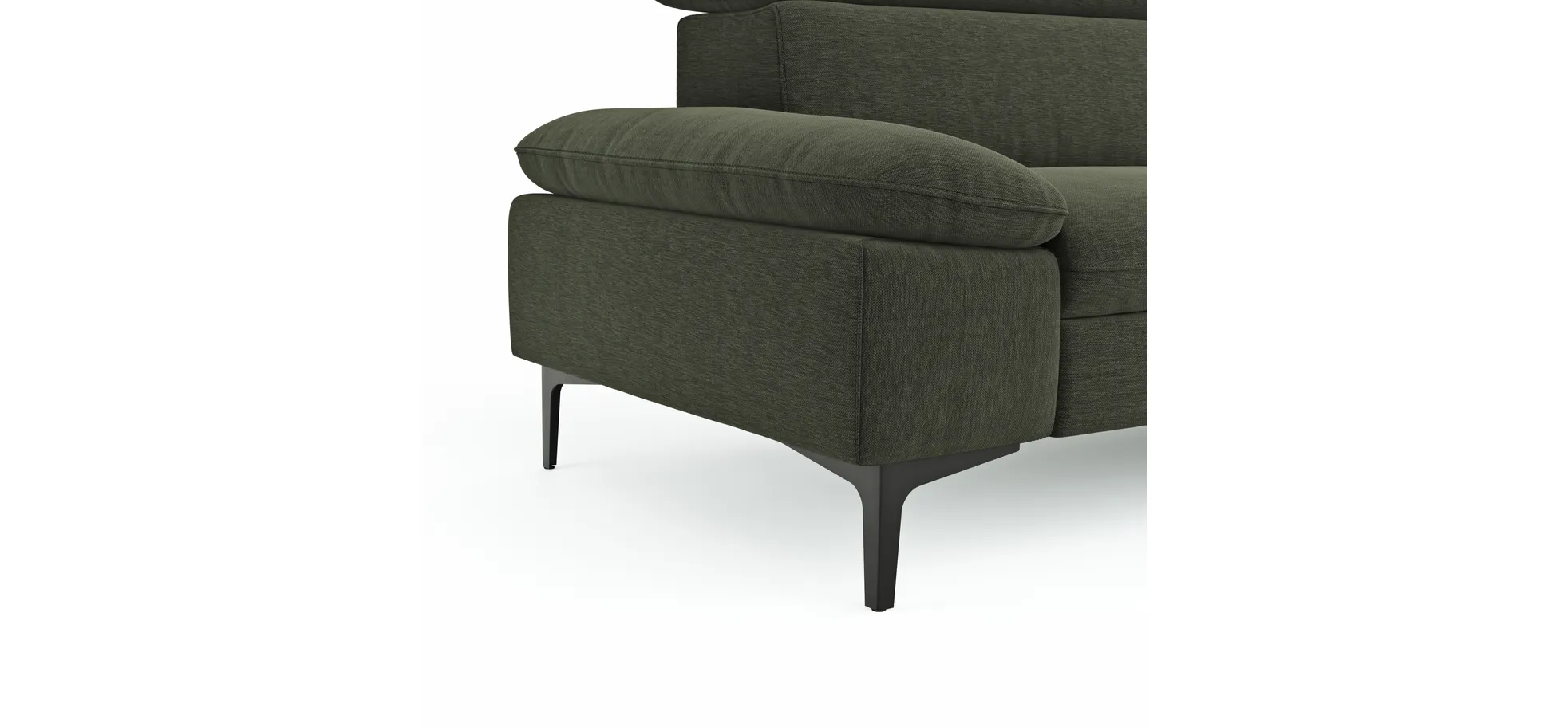 Sofa Felipa - 3-Sitzer inkl. Kopfteil verstellbar, Stoff, Dunkelgrün