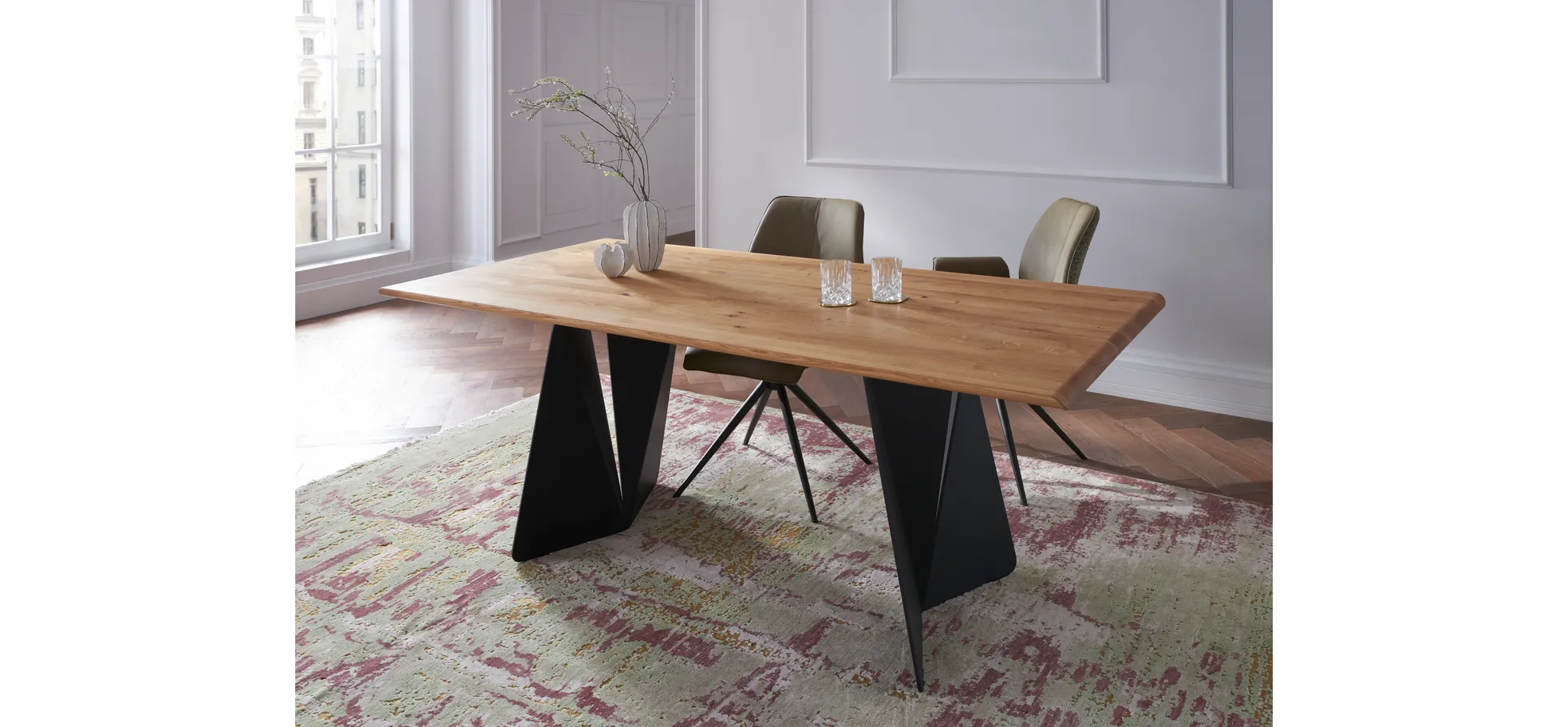 Esstisch Cinque Passi - LB ca. 240x95 cm, Asteiche massiv natur