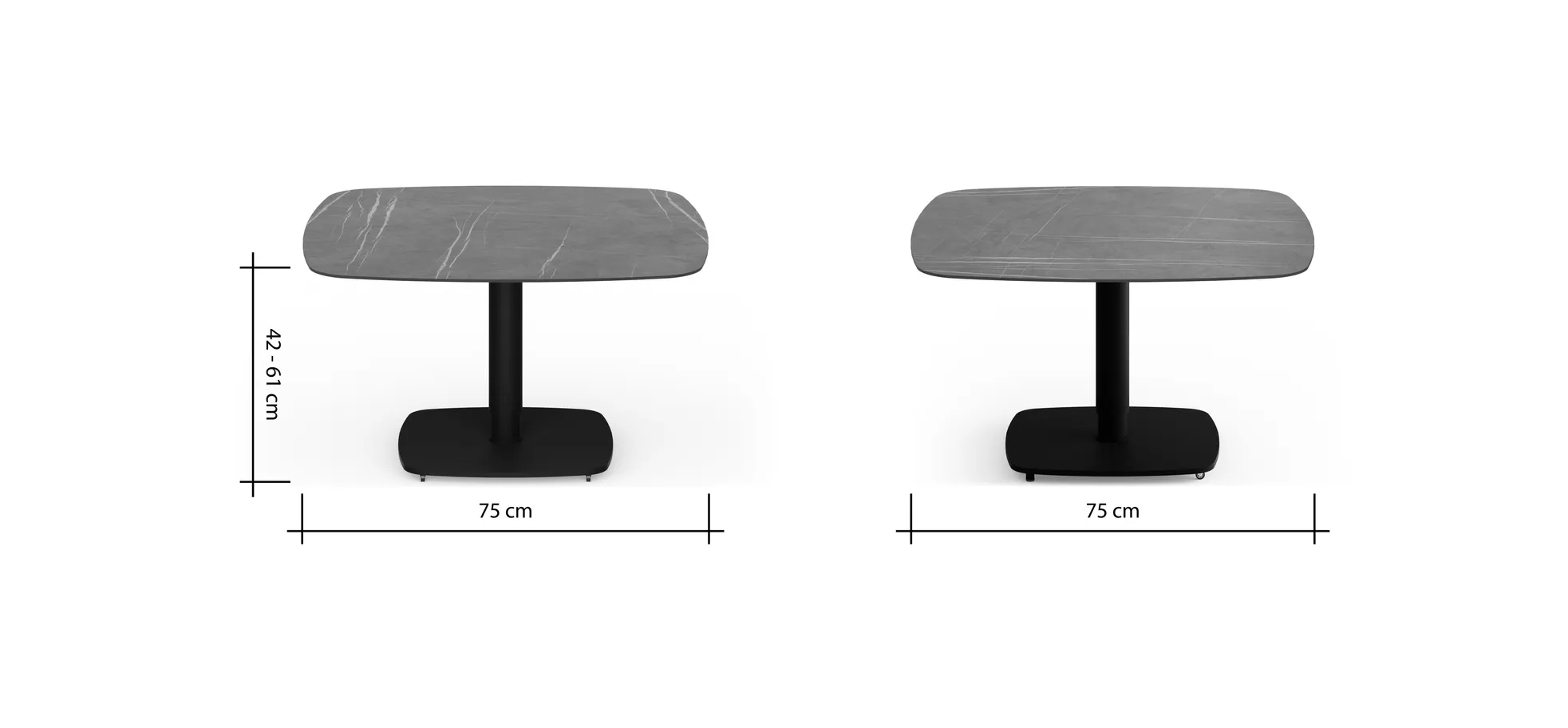 Couchtisch Camas - LBH ca. 75x75x42 cm, Keramik, Dunkelgrau