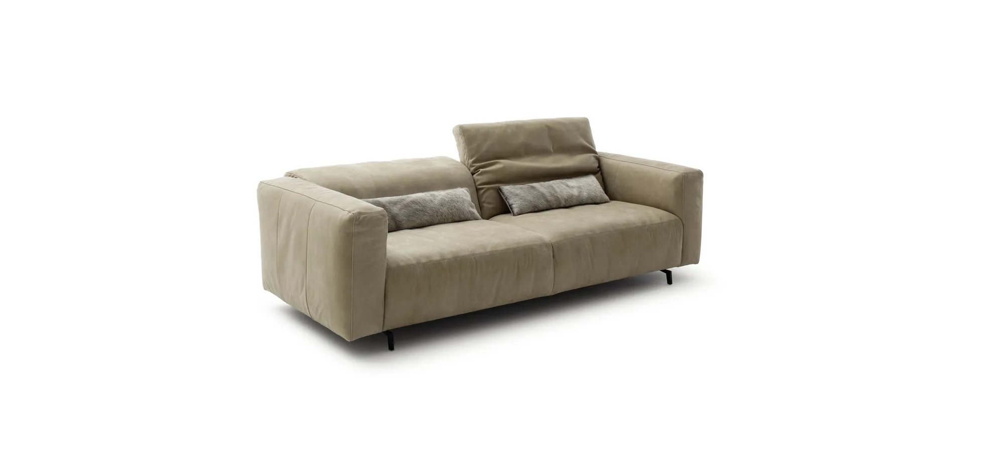 Sofa Arrezo - 3,5-Sitzer, Leder Taupe, Rücken verstellbar