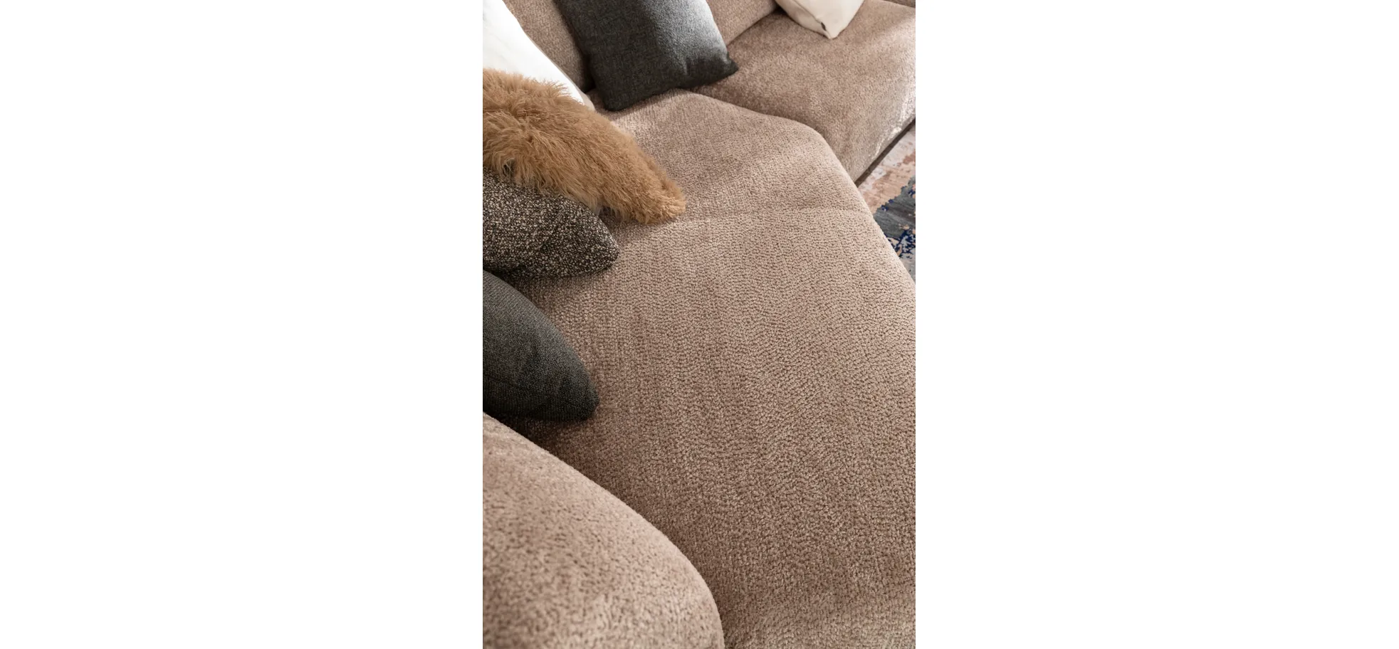 Trapezsofa Motone - Ecke links mit 2-Sitzer, Stoff, Beige