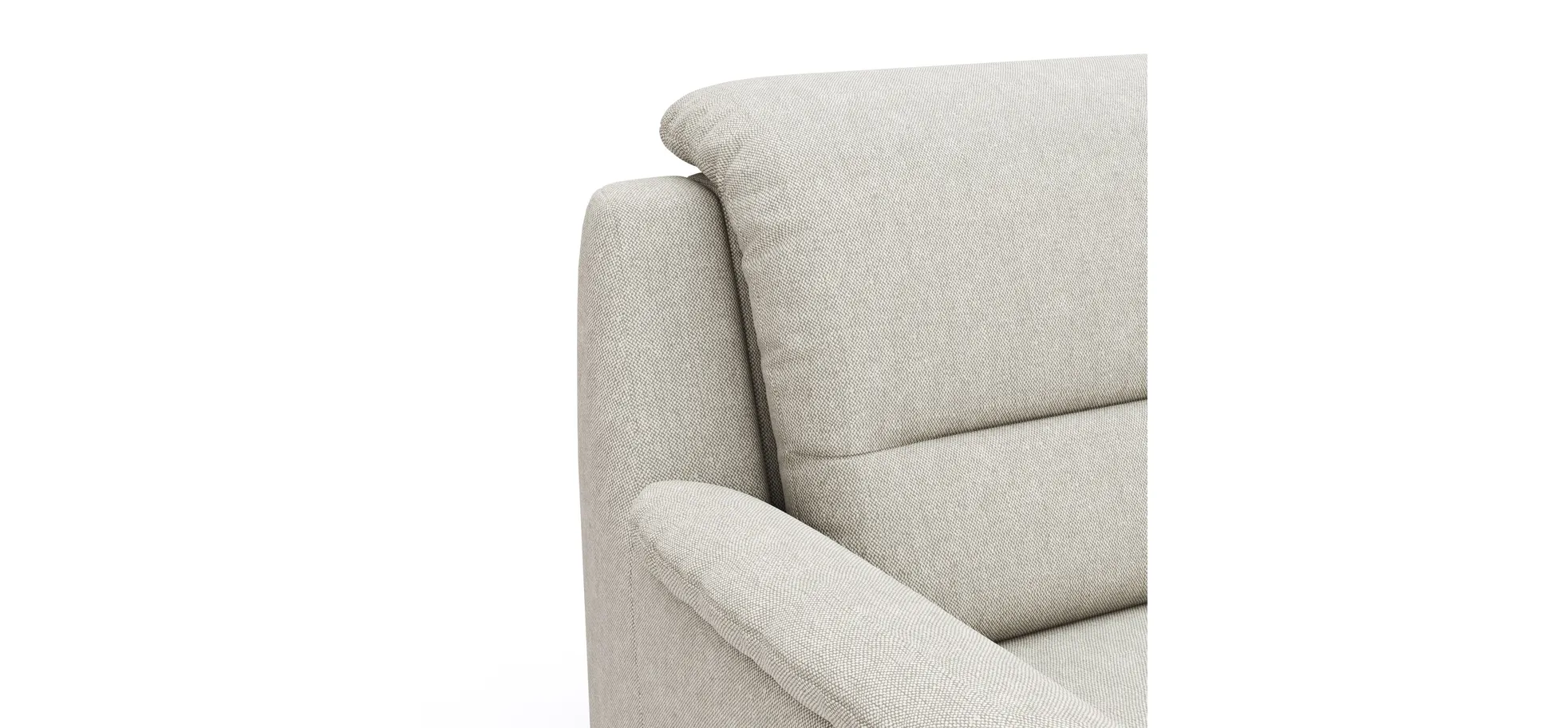 Ecksofa Cornella Classic - 2-Sitzer mit Ecke rechts, Stoff, Creme