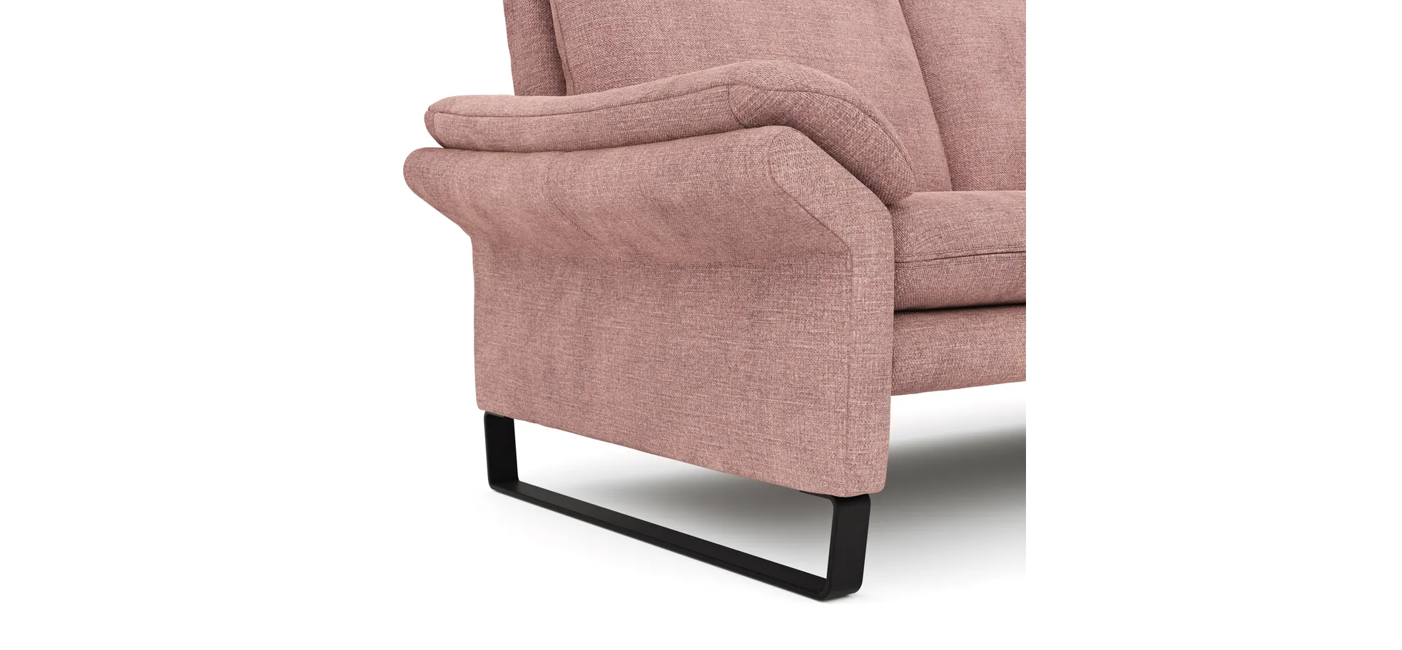 Ecksofa Tenero - 2-Sitzer mit Longchair rechts, Stoff, Helles Rosa