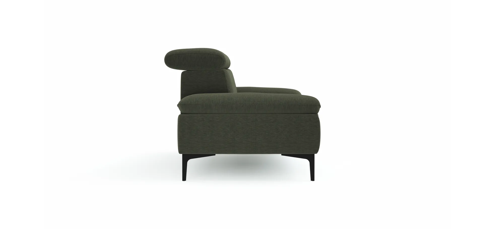 Sofa Felipa - 3-Sitzer inkl. Kopfteil verstellbar, Stoff, Dunkelgrün