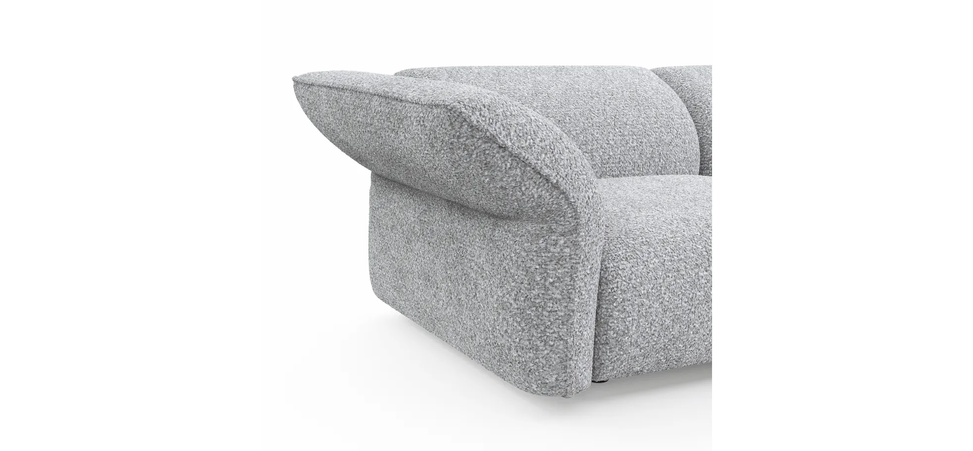 Trapezsofa Motone - 2-Sitzer mit Ecke rechts, Stoff, Hellgrau