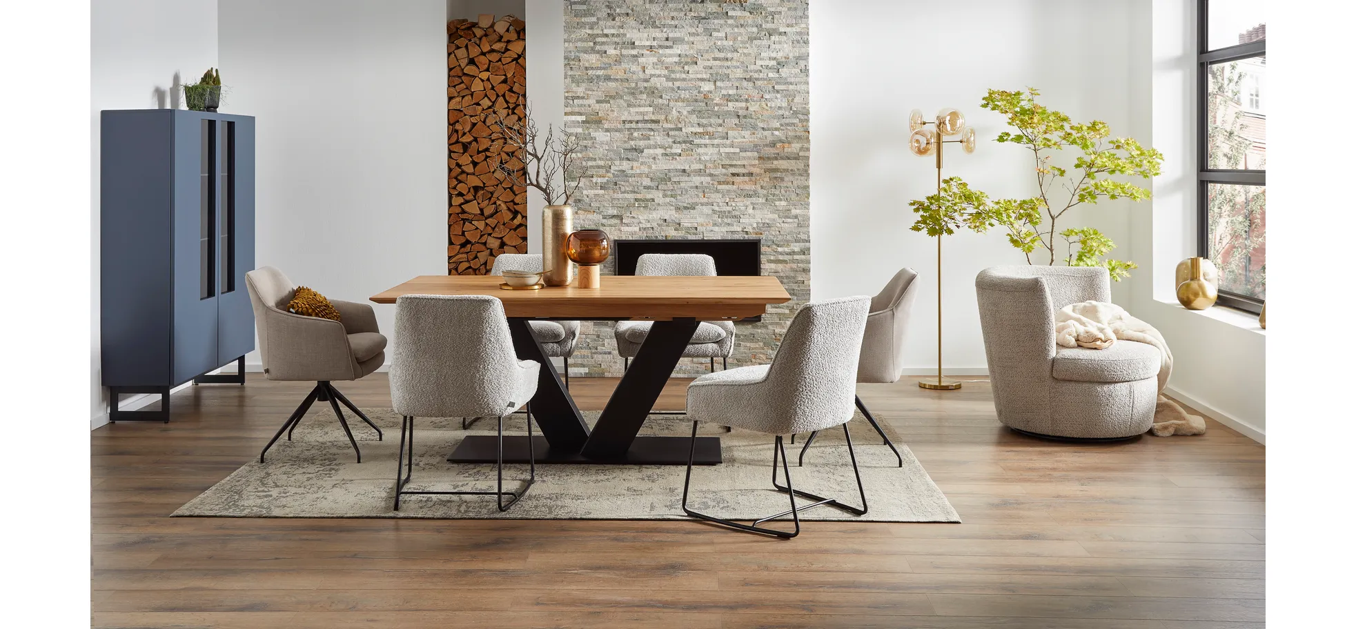 Esstisch Talara Lola V - LB ca. 180x90 cm, Wildeiche geölt