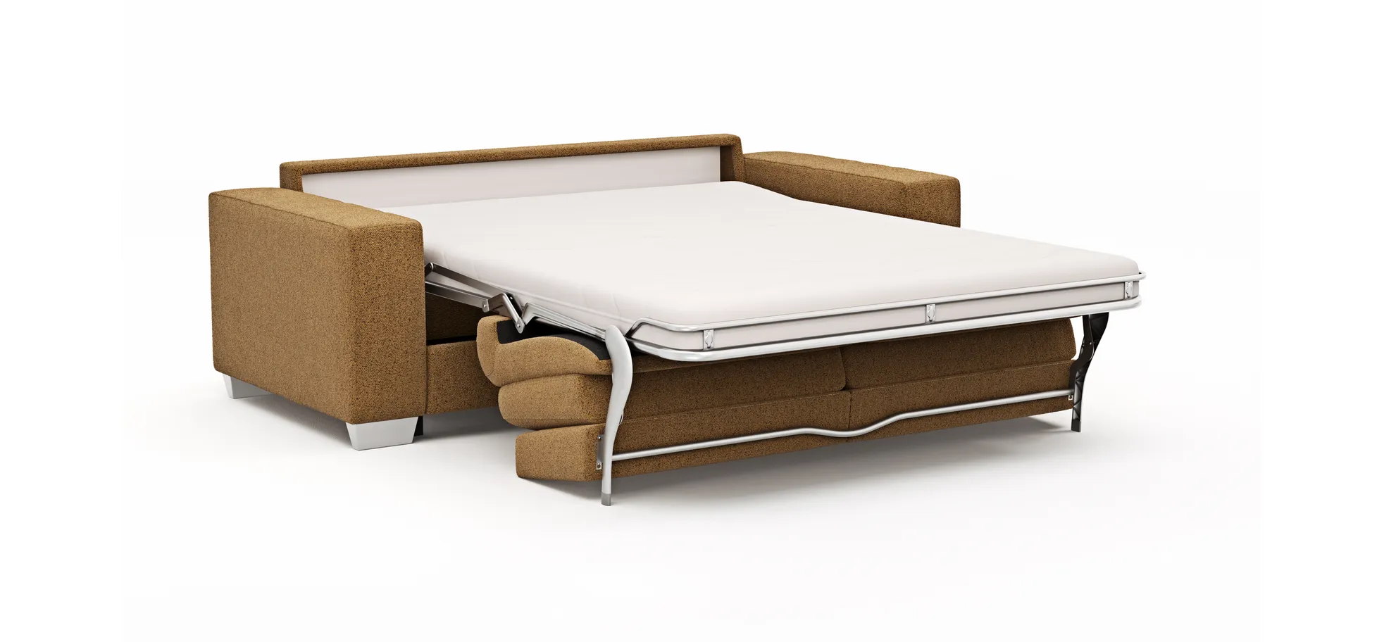 Sofa Nuoro - 2,5-Sitzer inkl. Schlaffunktion, Armlehne breit, Stoff, Cognac