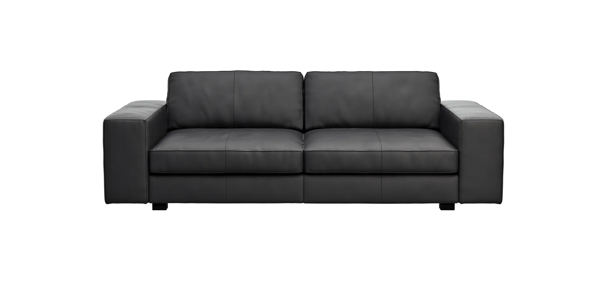 Sofa Aprino 1 - 3,5-Sitzer XL, Dickleder, Schwarz, Armlehne Block breit 111290