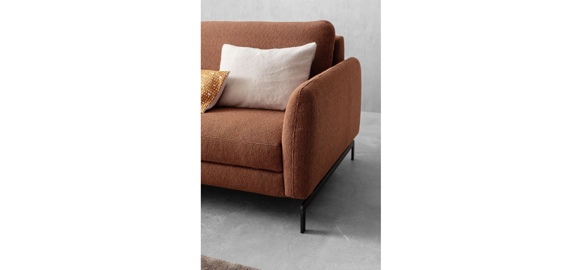 Ecksofa Enna - Longchair links mit 1,75-Sitzer, Stoff, Terracotta