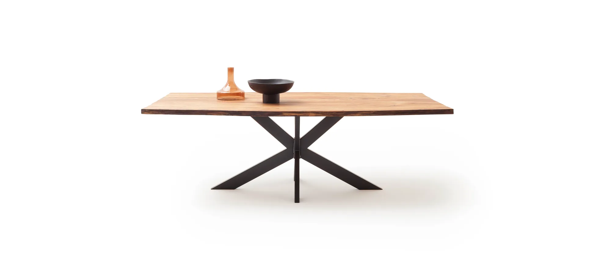Esstisch Duna - LB ca. 260x100 cm, Wildeiche Massiv, Geölt, Sternengestell