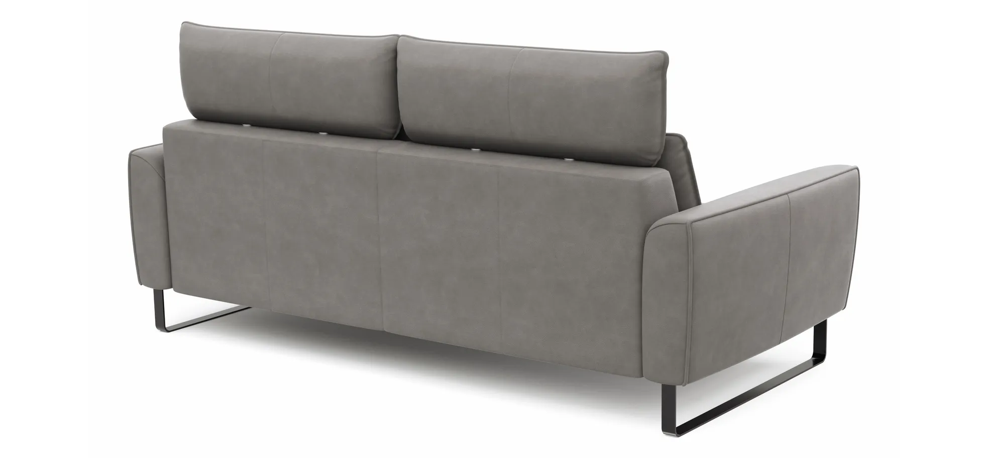Sofa Avela - 3-Sitzer inkl. Kopfteil verstellbar, Leder, Steingrau