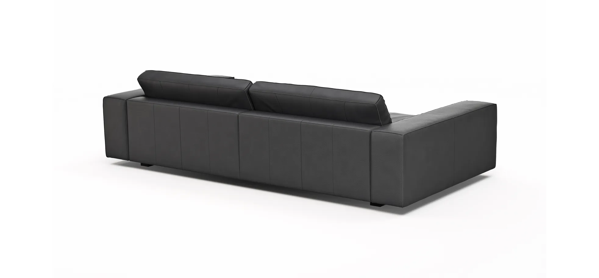 Sofa Aprino 1 - 4-Sitzer XXL, Leder, Schwarz, Armlehne Block