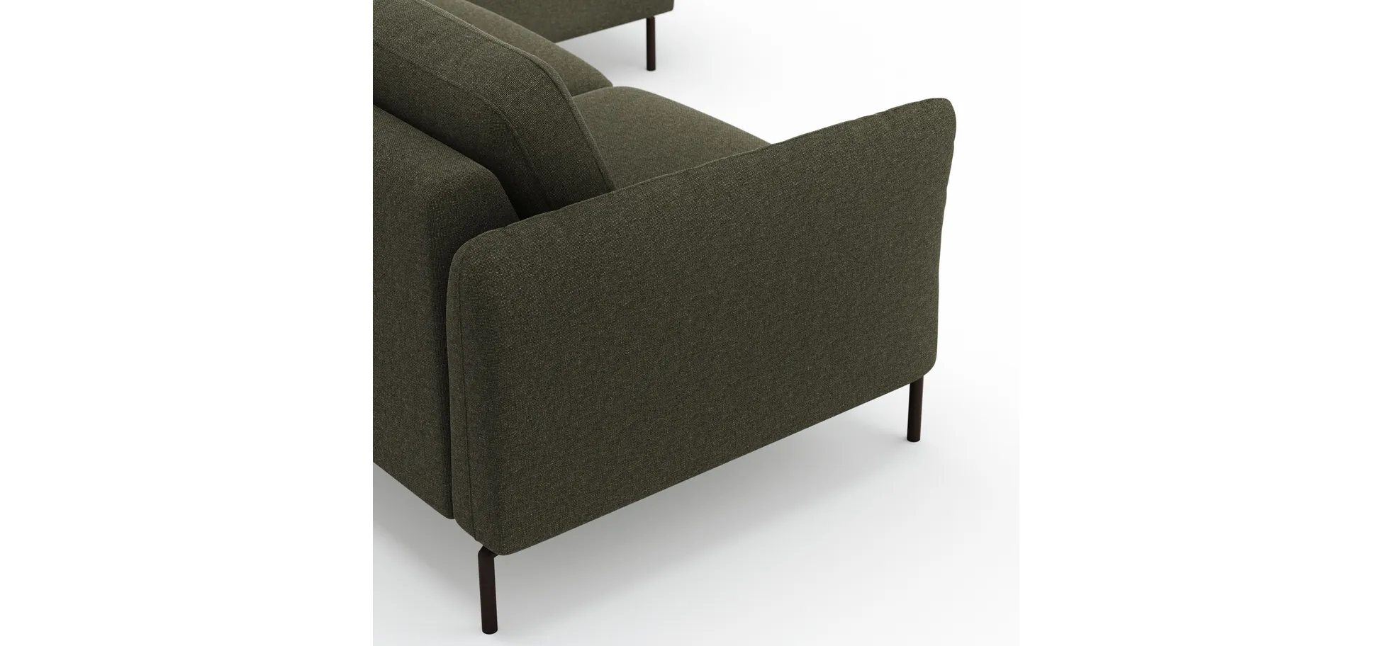 Ecksofa Leona - 3-Sitzer mit Longchair rechts, Stoff, Braungrün