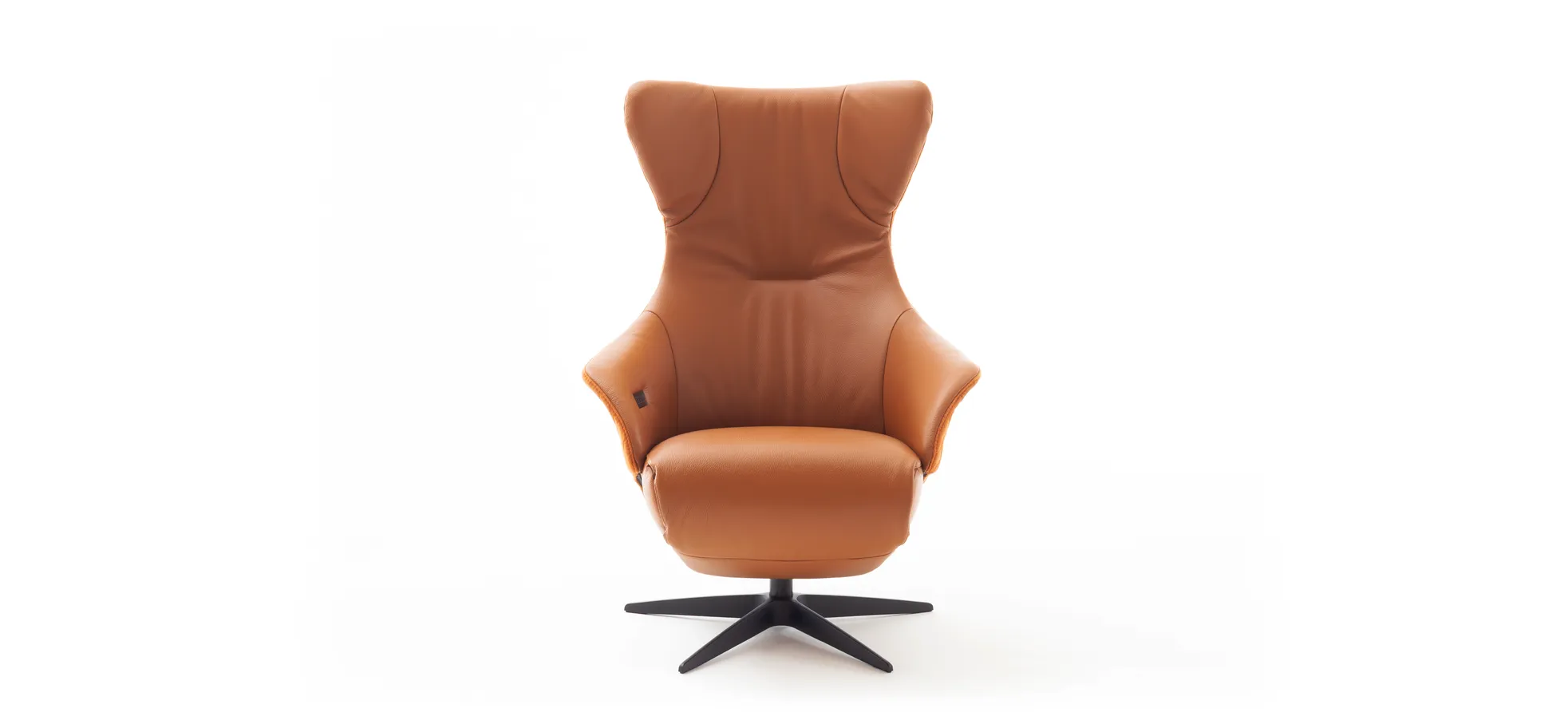 Relaxseessel Follina - Relaxfunktion (motorisch), Leder, Stoff, Cognac