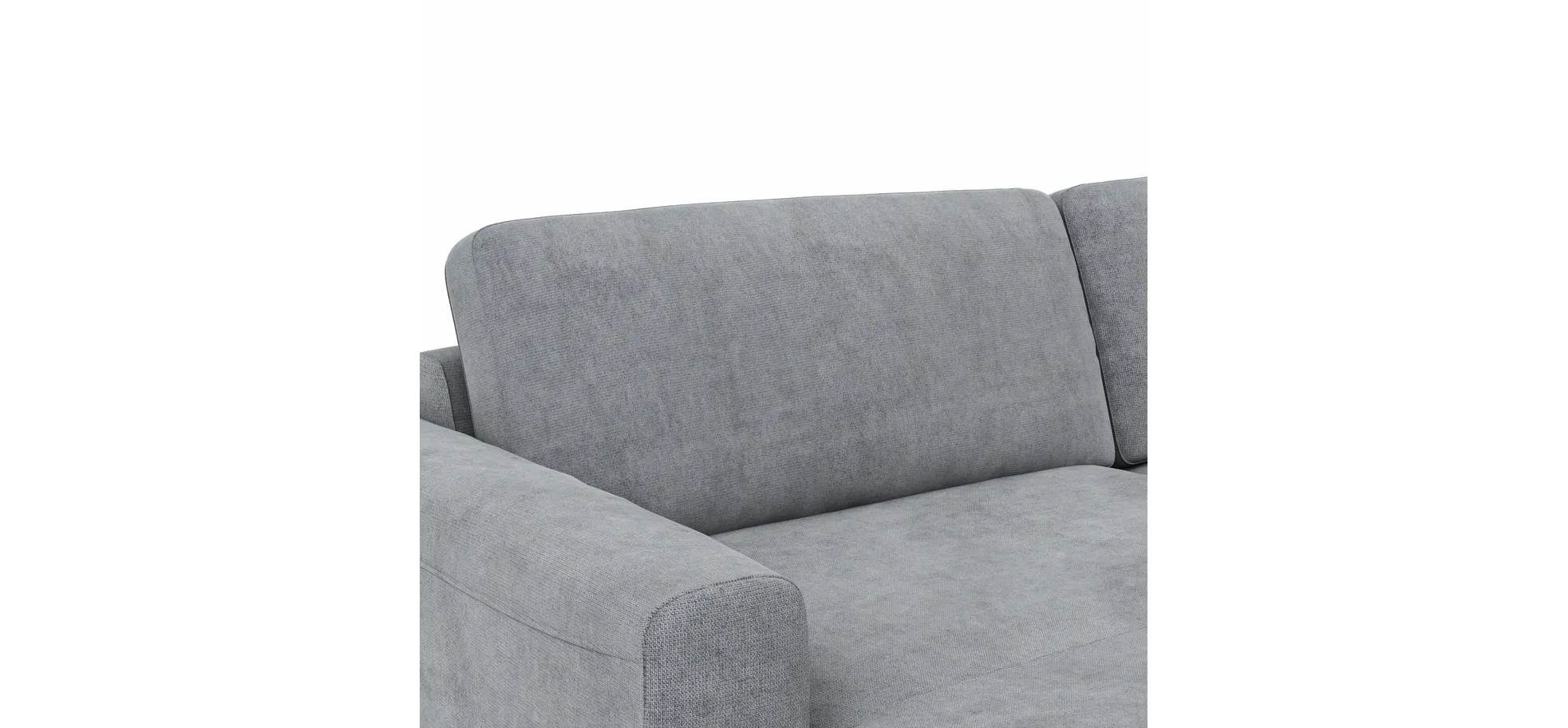 Wohnlandschaft Oviedo - Longchair links mit 2-Sitzer und Ecke rechts, Stoff, Grau