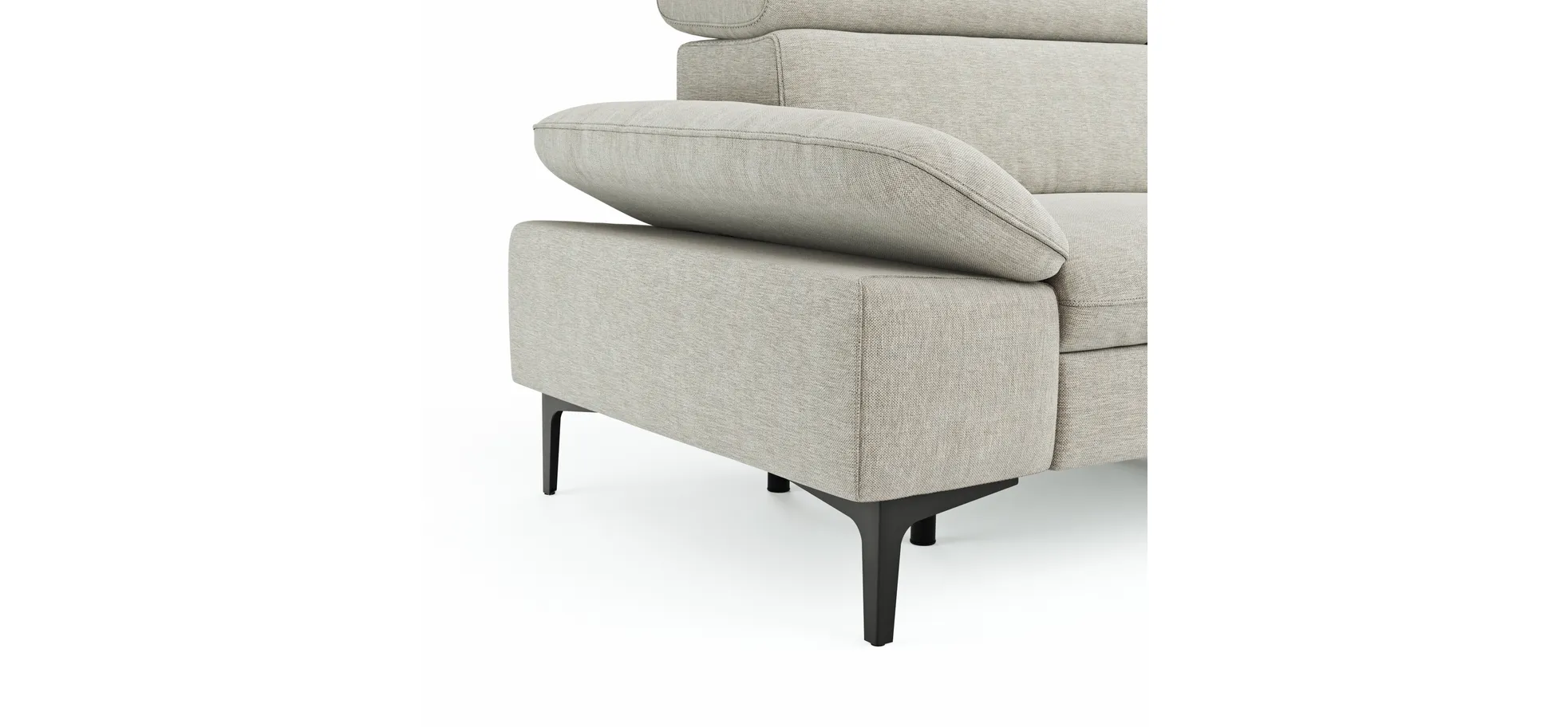 Ecksofa Felipa - 2,5-Sitzer mit Ecke rechts inkl. Armlehne verstellbar und Rückenlehne/Sitztiefe verstellbar (motorisch), Stoff, Natur