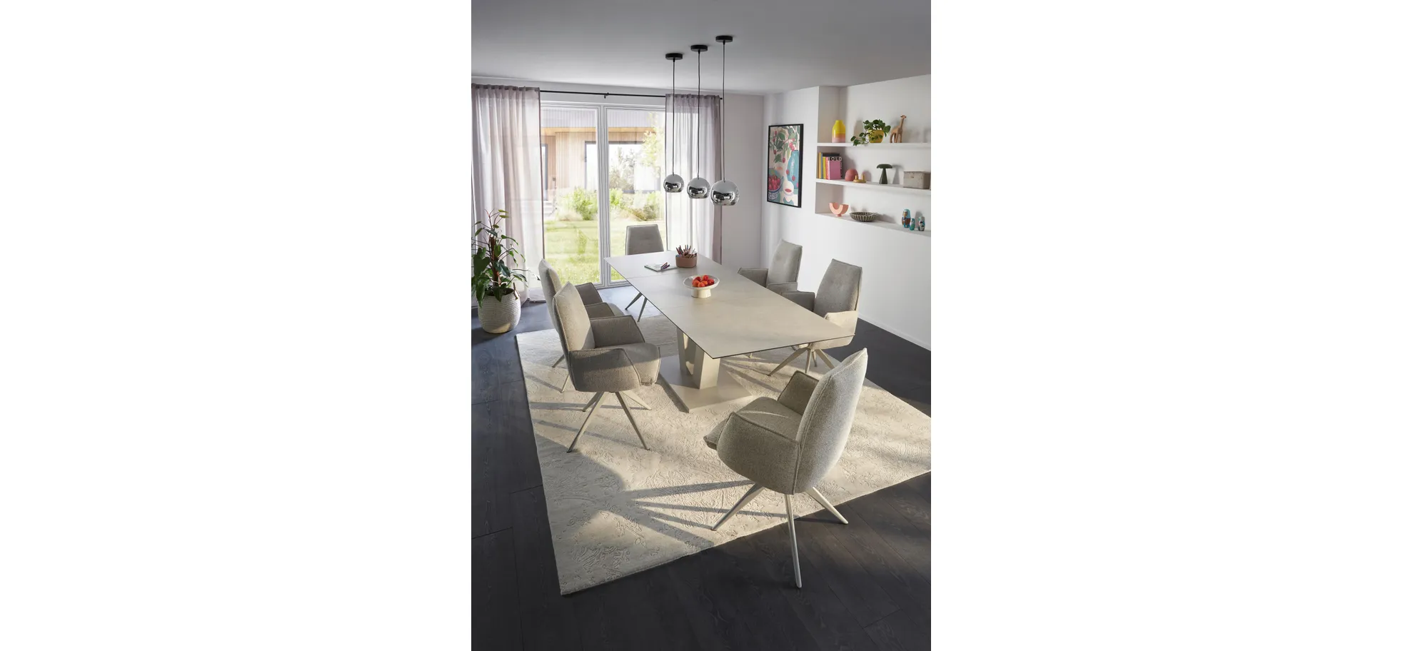 Esstisch Dinner - ausziehbar, LB ca. 160x 90 cm, HPL, Sand