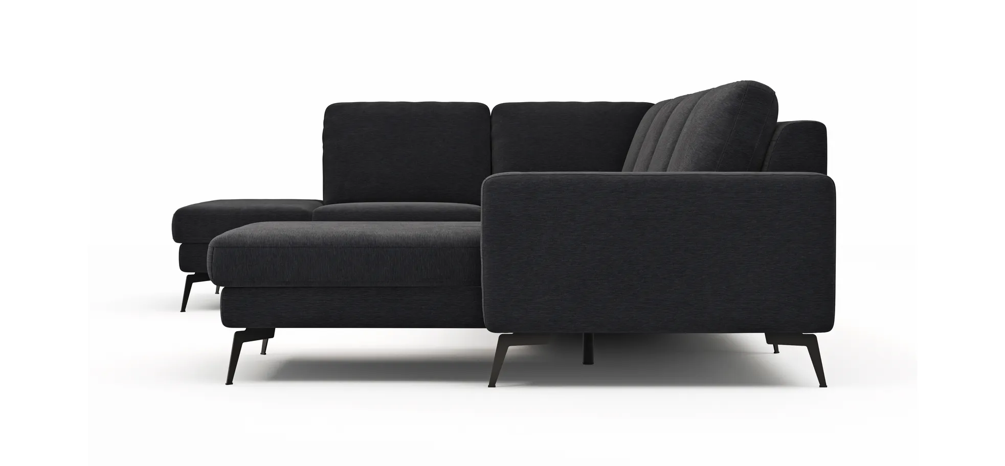 Wohnlandschaft Enna - Ecke links, 2,5-Sitzer, Longchair rechts, Stoff, Anthrazit