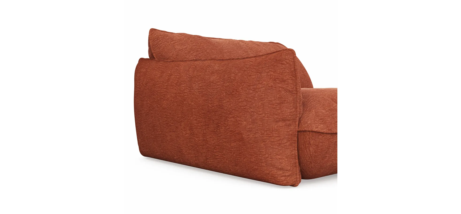 Trapezsofa Fluffy - 2-Sitzer mit Trapezelement und Abschlussteil inkl. Rückenlehne verstellbar, Stoff, Kupfer