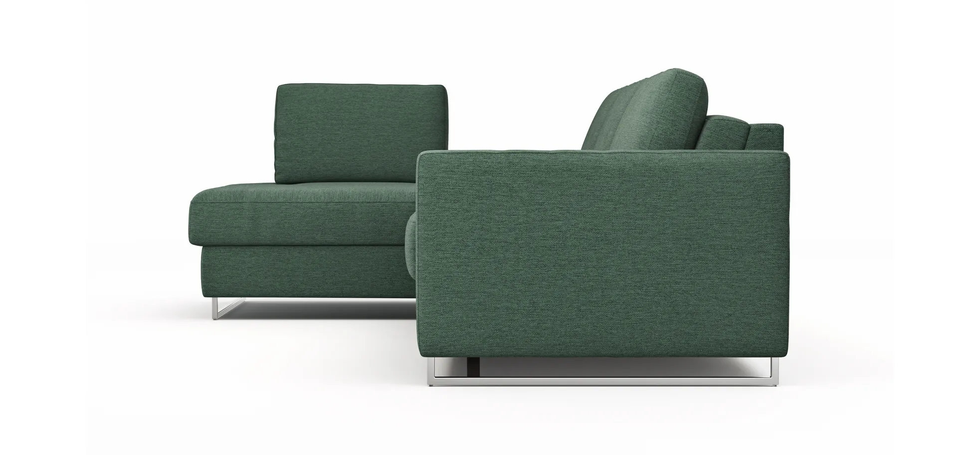 Ecksofa Nuoro - Longchair links mit 2-Sitzer inkl. Schlaffunktion und Bettkasten, Stoff, Dunkelgrün
