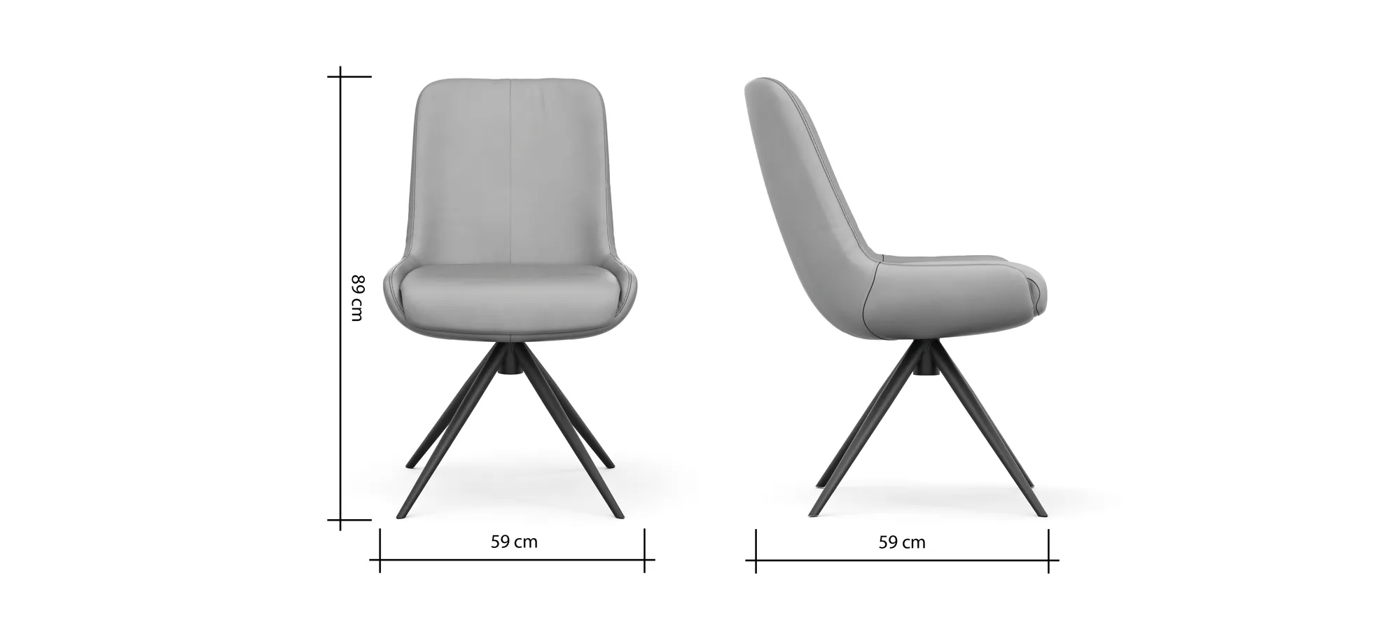 Stuhl Mis - Leder, Graubraun, Gestell, Schwarz