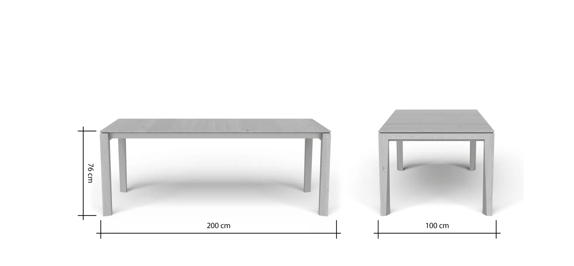 Esstisch 3400 - ausziehbar, LB ca. 200x100 cm, Asteiche massiv, Geölt, Gedrehter Fuss