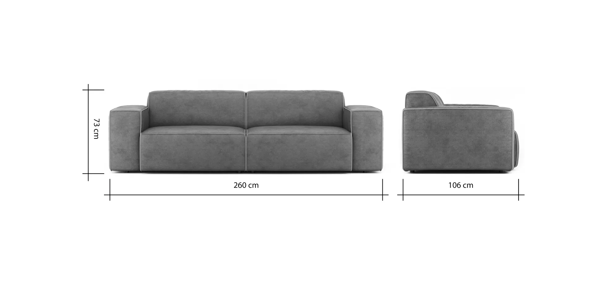 Sofa Elementos - 3-Sitzer, Stoff, Grau