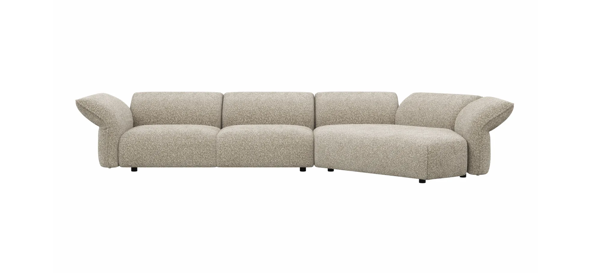 Trapezsofa Motone - 2-Sitzer mit Ecke rechts, Stoff, Beige 144541