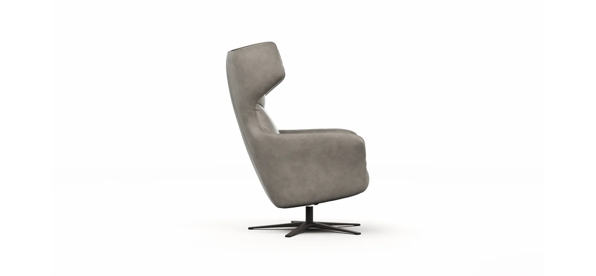 Sessel Noto Relax II - Rückenlehne verstellbar, Leder, Eisengrau
