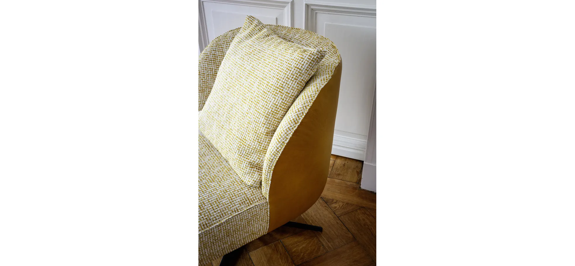 Sessel Cuneo - drehbar, Stoff, Senfgelb, Leder, Senfgelb