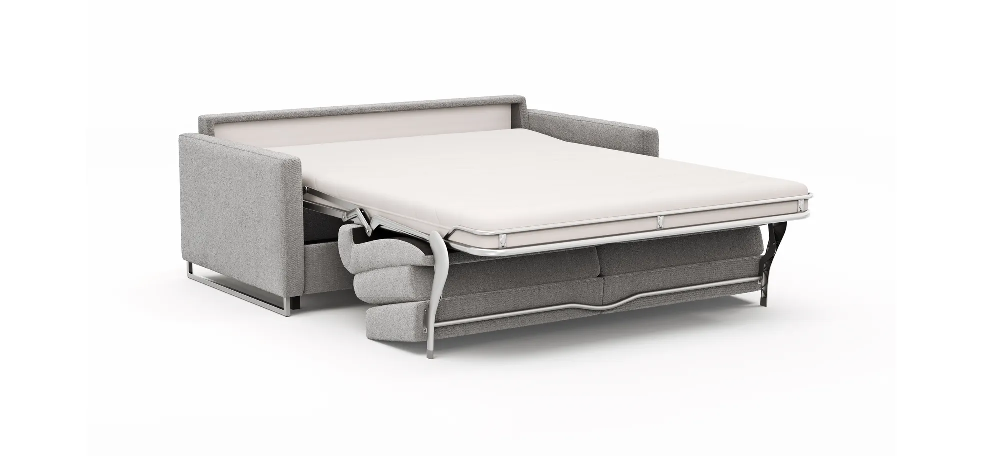 Sofa Nuoro - 2,5-Sitzer inkl. Schlaffunktion, Armlehne mit Kufe, Stoff, Grau