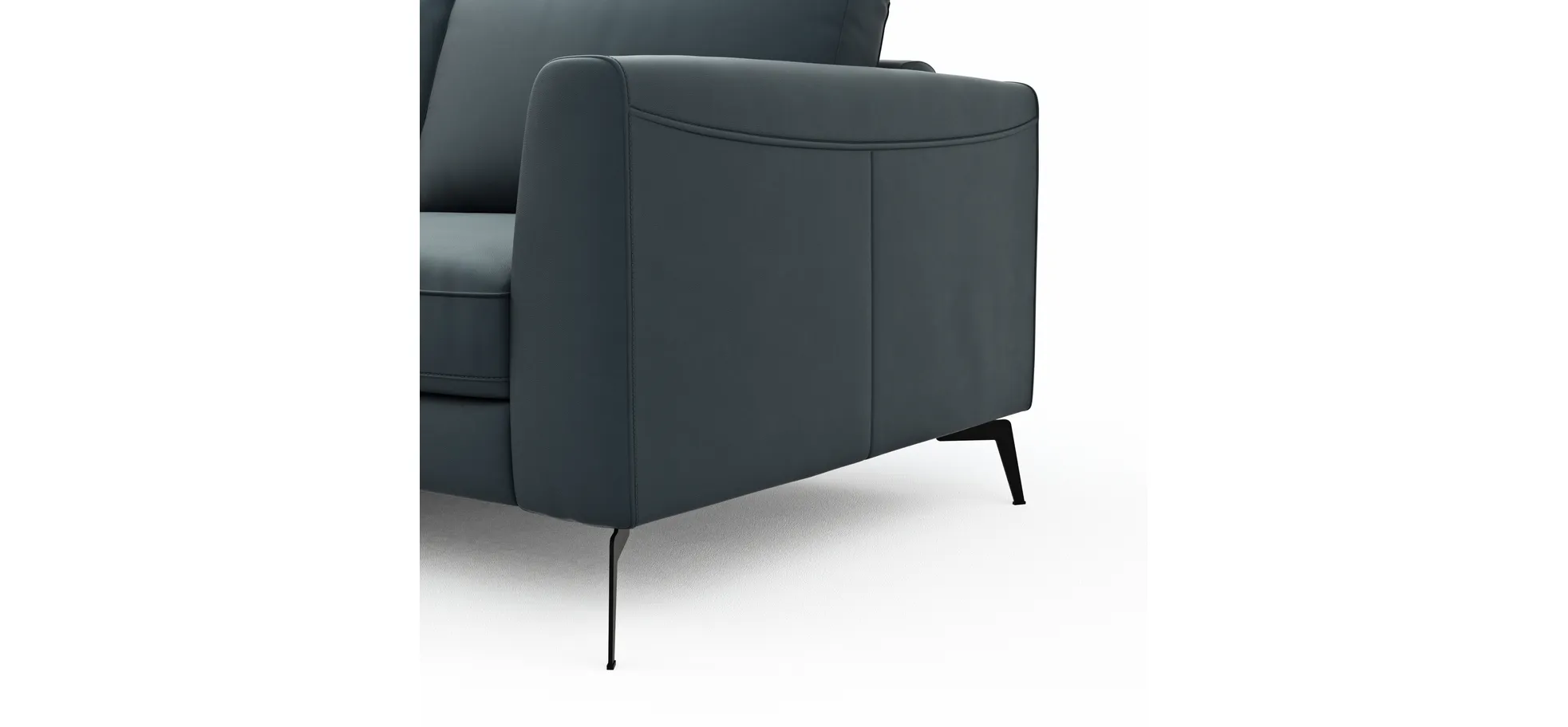 Ecksofa Oviedo - Ecke links mit 2-Sitzer, Leder, Dunkelblau
