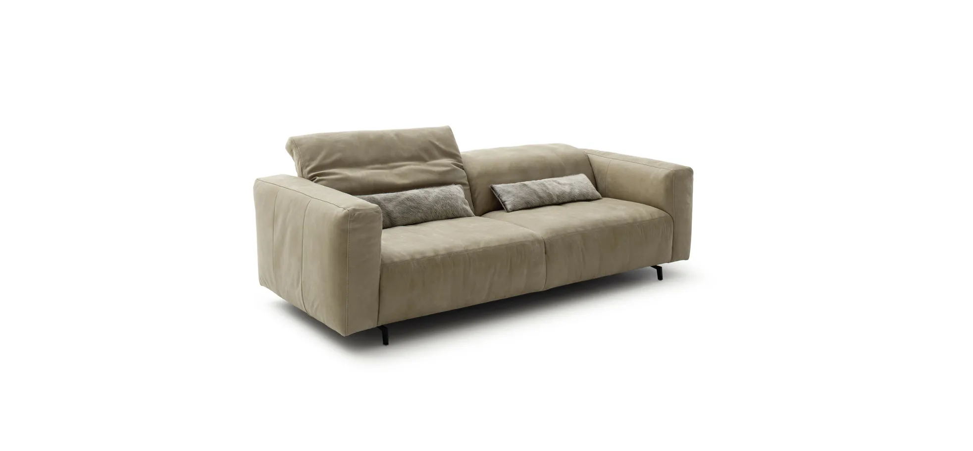 Sofa Arrezo - 3,5-Sitzer, Leder Taupe, Rücken verstellbar