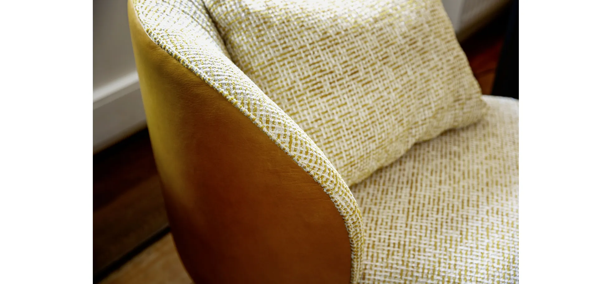 Sessel Cuneo - drehbar, Stoff, Senfgelb, Leder, Senfgelb