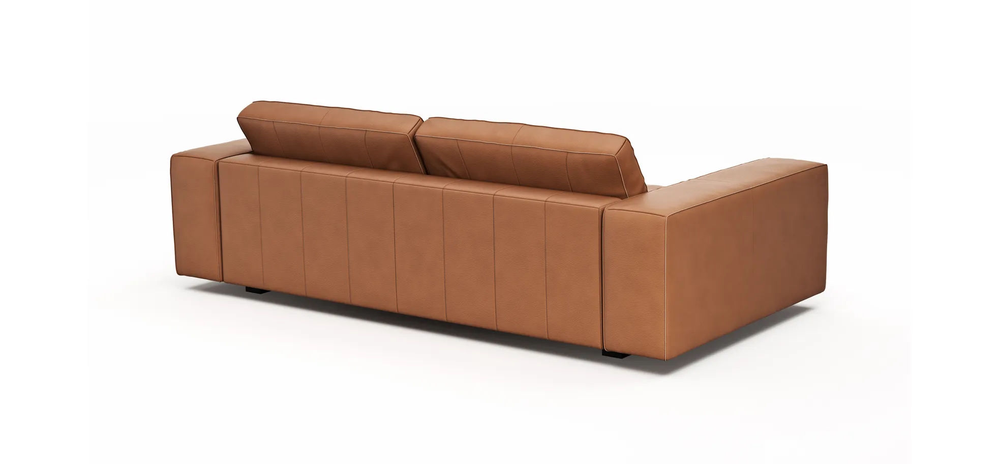 Sofa Aprino 1 - 3,5-Sitzer XL, Dickleder, Cognac, Armlehne Block breit